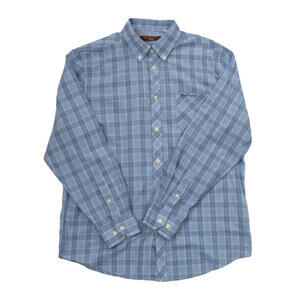 Ben Sherman Heritage Mens Blue Plaid Button Down Long Sleeve Button Up Shirt  L